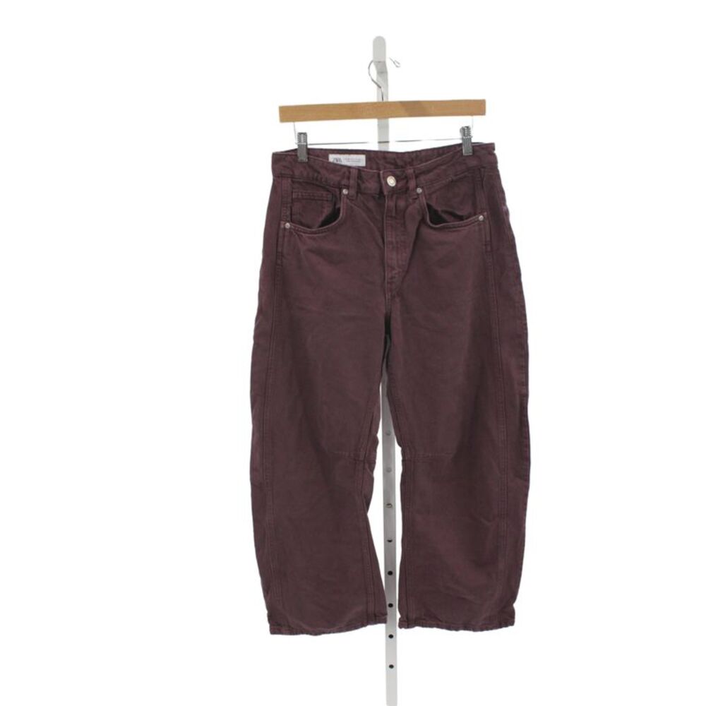 Zara Womens Wide Leg High Rise Purple Cotton Jeans Size 4
